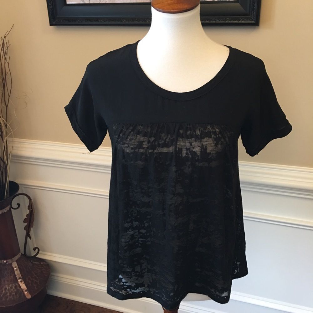 Madewell Soft Fade Burnout Mixed Media Top Sz XS